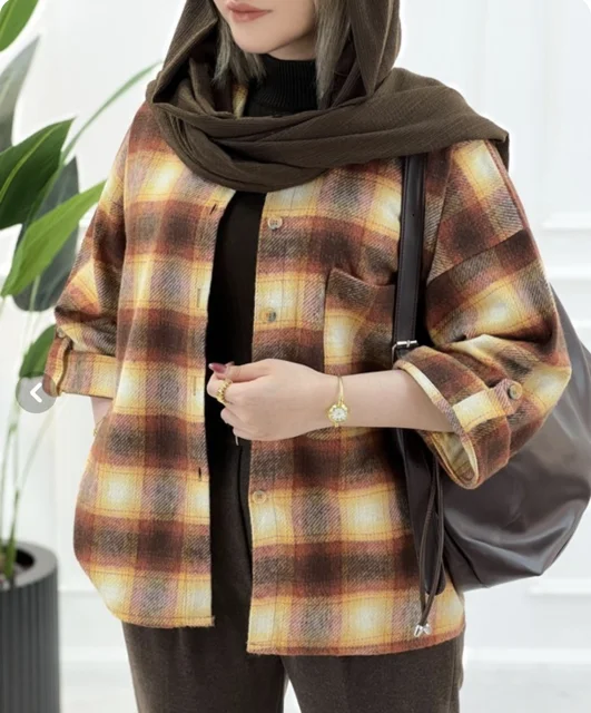 شکت پشمی ضخیم چهارخونه زنانه