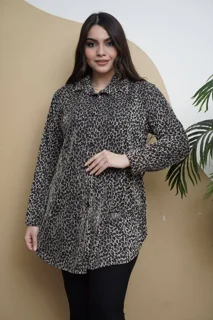 شومیز مانتویی پلنگی زنانه