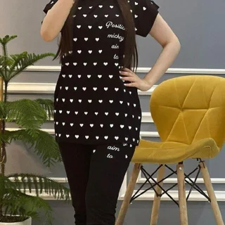 ست تیشرت شلوارک قلبی زنانه