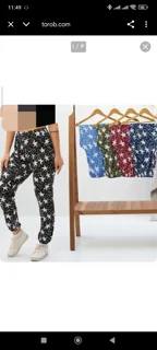 شلوار راحتی  فلامنت گیاهی مدل سنبادی زنانه