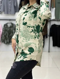 شومیز مانتویی گلدار زنانه