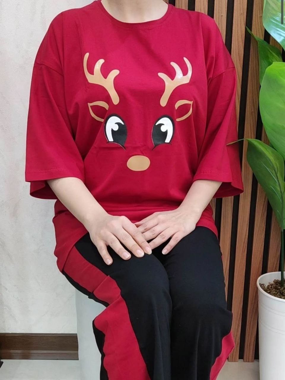 ست تیشرت شلوار لانگ طرح گوزن