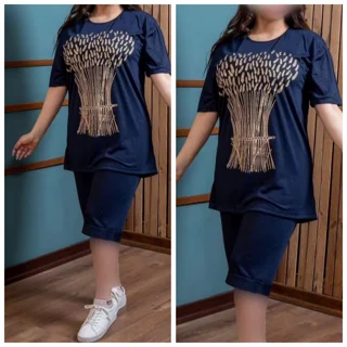 ست تیشرت شلوارک سایز بزرگ زنانه